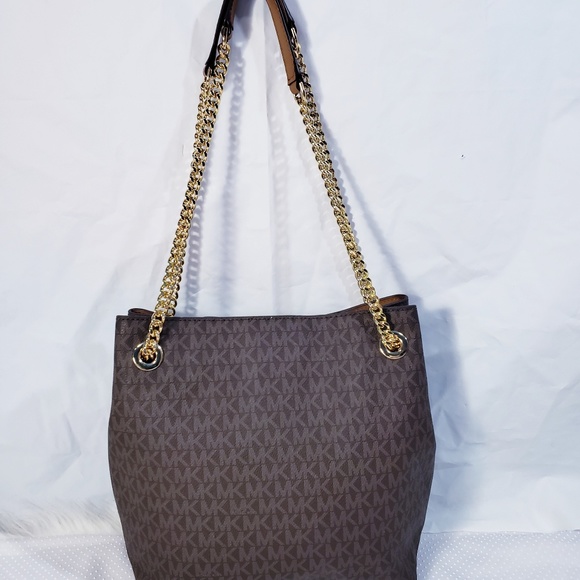 Michael Kors Jet Set Gold Chain BROWN $298Tote - Picture 8 of 8